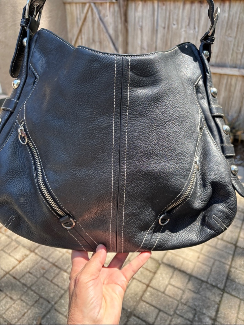 Tiganello Black Leather Shoulder Bag